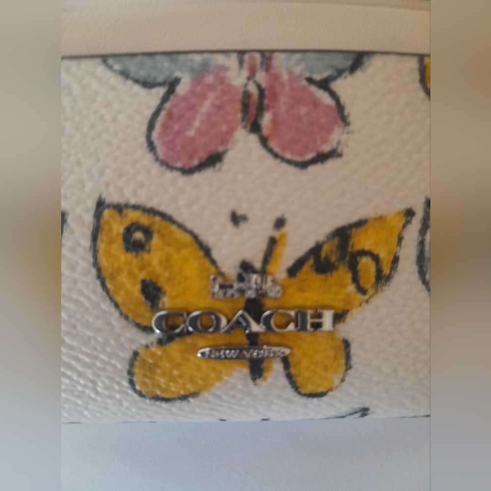 New Coach Skinny ID Card Case With Keyring In Butterfly Print NWT Multi … - Picture 7 of 10